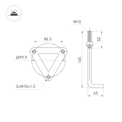 Светильник LGD-FRESNEL-BOLL-H1000-20W Warm3500-MIX (GR, 290 deg, 230V) (Arlight, IP65 Металл, 5 лет)