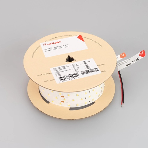 Лента светодиодная RT 2-2500 24V Cool 8K 5x2 (2835, 875 LED, LUX) (Arlight, 36 Вт/м, IP20)