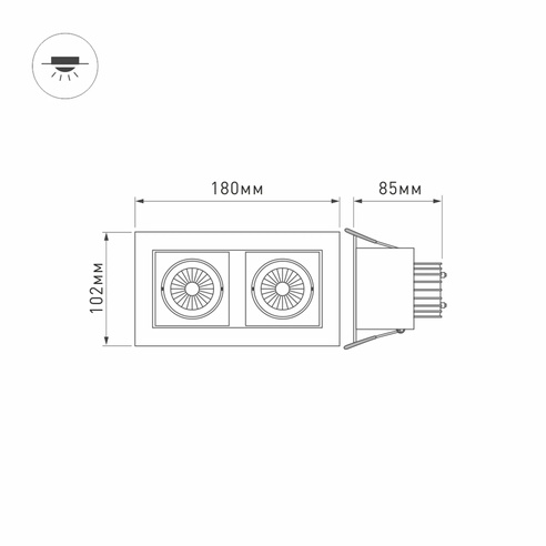 Светильник CL-KARDAN-S180x102-2x9W Warm (WH, 38 deg) (Arlight, IP20 Металл, 3 года)
