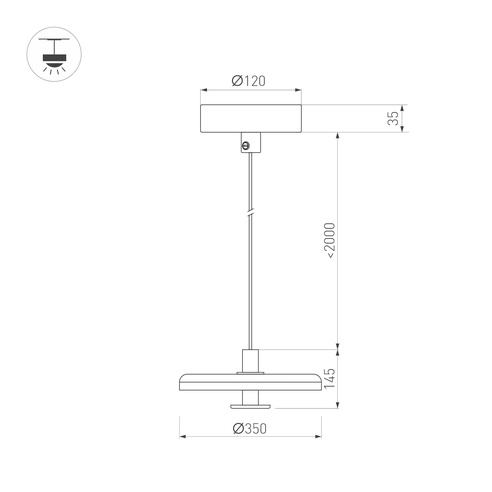 Светильник SP-KOTARO-R350-12W Warm2700 (BK-GR, 36 deg, 230V, TRIAC) (Arlight, IP20)