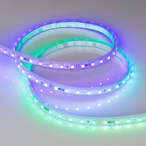 Лента светодиодная герметичная SPI-P-F72-11mm 24V RGB-PX6 (14.4 W/m, IP66, 3535, 5m) (Arlight, бегущий огонь)