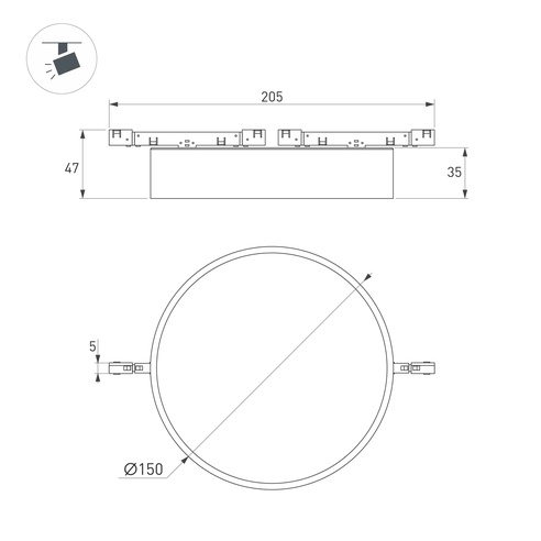 Светильник MAG-MICROCOSM-RONDO-R150-15W Warm3000 (BK, 90 deg, 24V) (Arlight, IP20 Металл, 5 лет)