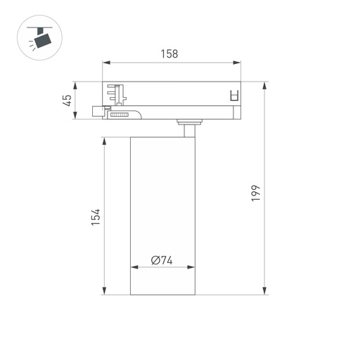 Светильник LGD-GERA-4TR-R74-20W Warm3000 (WH, 24 deg, 230V) (Arlight, IP20 Металл, 5 лет)