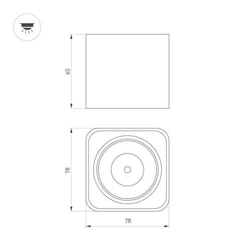 Светильник SP-DICE-S78x78-10W Day4000 (WH, 24 deg, 230V) (Arlight, IP54 Металл, 5 лет)