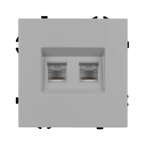 Механизм сдвоенной телефонной розетки SCT-NOBE-MTL2-SFPL-IS (RJ-11, 4C) (Arlight, Никель)