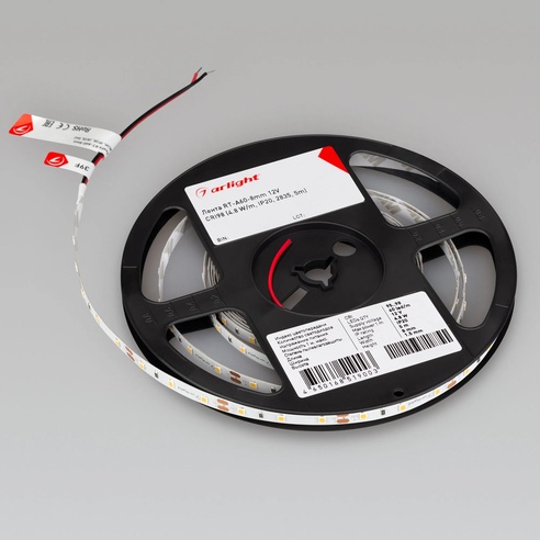 Лента светодиодная RT-A60-8mm 12V Day5000 CRI98 (4.8 W/m, IP20, 2835, 5m) (Arlight, Открытый)