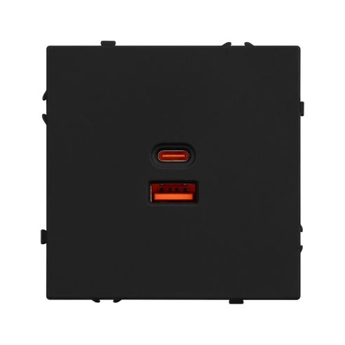 Механизм розетки с быстрой USB зарядкой SCT-NOBE-MUAC-SFPL-FC-BK (65W, QC3) (Arlight, -)