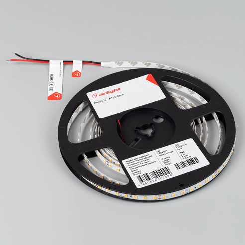 Лента UL-A112-8mm 24V Warm3000 (12 W/m, IP20, 5m) (Arlight, 7 лет)