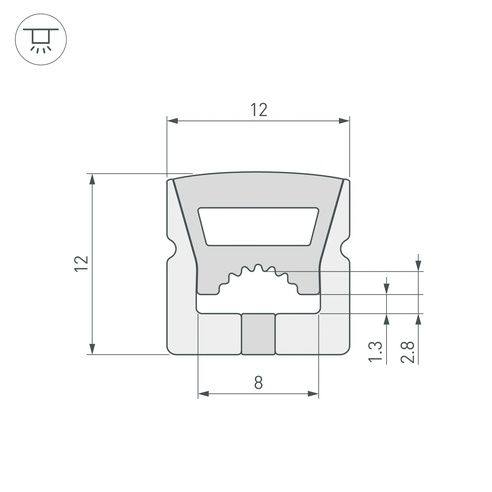Силиконовый профиль WPH-FLEX-1212-TOP-S8-10m WHITE (Arlight, Силикон)