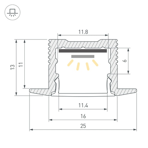 Профиль SL-SLIM-H13M-F25-3000 ANOD (Arlight, Алюминий)