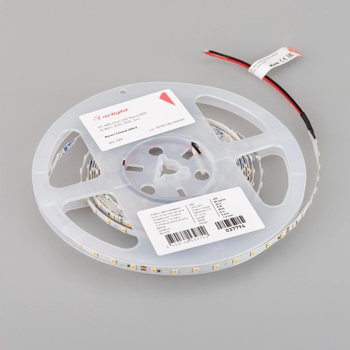 Лента светодиодная RT-A80-5mm 24V Warm3000 (5 W/m, IP20, 2835, 5m) (Arlight, Открытый)