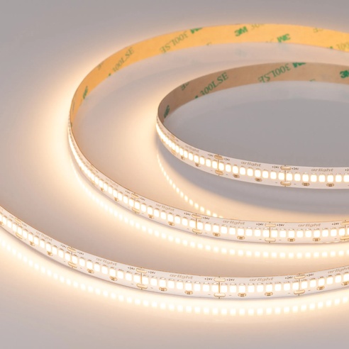 Лента ULTRA-A288-10mm 24V Warm2700 (17 W/m, IP20, 5m) (Arlight, высок.эфф.200 лм/Вт)