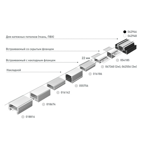 Профиль FANTOM-W20-H20-2000 ANOD (Arlight, Алюминий)