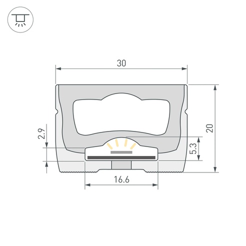 Силиконовый профиль WPH-FLEX-3020-TOP-S16-20m WHITE (Arlight, Силикон)