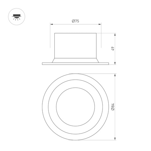 Светильник MS-DROP-BUILT-R84-8W Day4000 (BK, 85 deg, 230V) (Arlight, IP54 Металл, 5 лет)