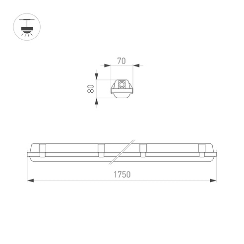Светильник ALT-DALLAS-EMERGENCY-L1750-60W Day4000 (WH, 120 deg, 230V) (Arlight, IP66 Пластик, 5 лет)