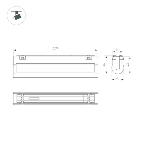 Светильник MAG-VIBE-LASER-TURN-L209-12W Day4000-MIX (BK, 24 deg, 48V, TUYA Zigbee) (Arlight, IP20 Металл, 5 лет)