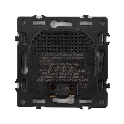 Механизм розетки с быстрой USB зарядкой SCT-NOBE-MUAC-SFPL-FC-IS (65W, QC3) (Arlight, Никель)