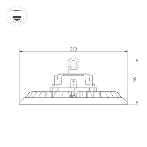 Светильник SP-ARIVA-DIM-R260-100W White5000 (BK, 60 deg, 230V, 0-10V) (Arlight, IP65 Металл, 5 лет)