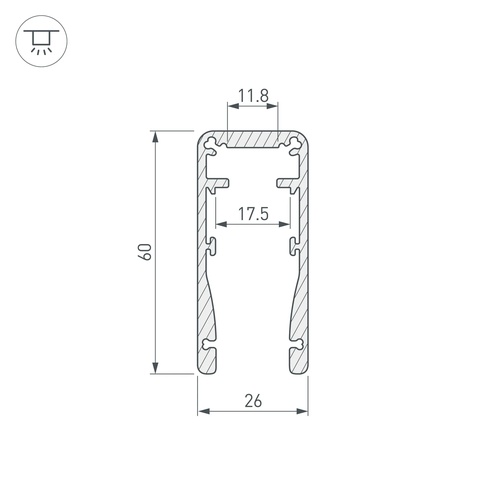 Профиль ALU-HANDRAIL-2000 FOR GLASS 17.5 (Arlight, Алюминий)