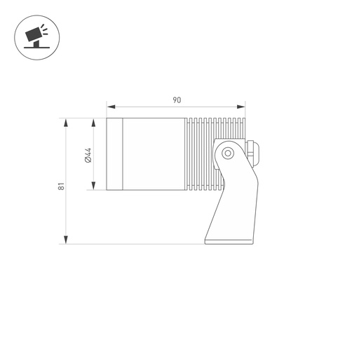 Светильник ALT-RAY-R44-8W Warm3000 (RS, 33 deg, 230V) (Arlight, IP67 Металл, 3 года)