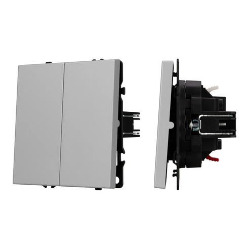 Механизм звонкового выключателя двухклавишный SWT-NOBE-MKR2-SFPL-IS (230V, 10A) (Arlight, Никель)