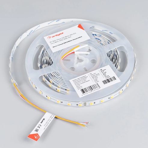 Лента светодиодная RT-B60-10mm 24V White-MIX 2Ch (14.4 W/m, IP20, 5060, 5m) (Arlight, Изменяемая ЦТ)