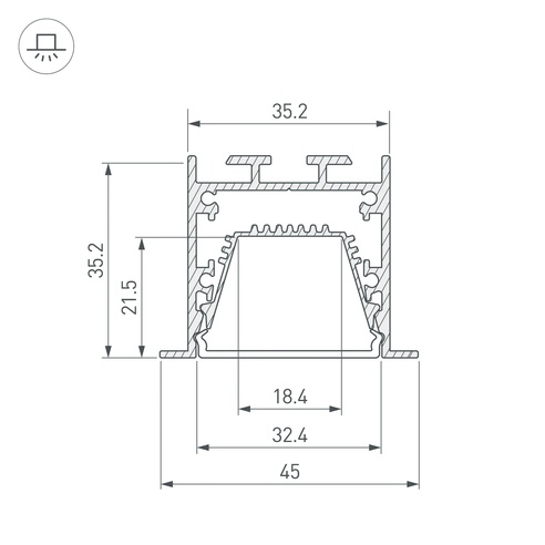 Профиль LINIA45-F-TRAY-3000 BLACK (Arlight, Алюминий)