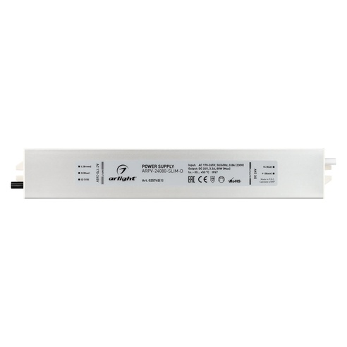 Блок питания ARPV-24080-SLIM-D (24V, 3.3A, 80W) (Arlight, IP67 Металл, 3 года)