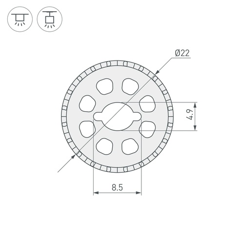 Силиконовый профиль WPH-FLEX-ROPE-D22-360deg-S8-10m WHITE (Arlight, Силикон)