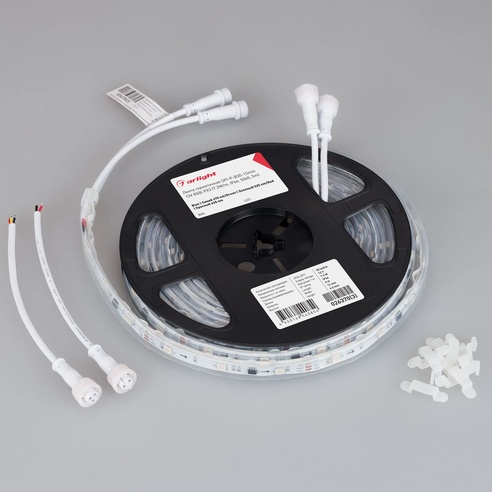 Лента светодиодная герметичная SPI-P-B30-12mm 12V RGB-PX3 (7.2W/m, IP66, 5060, 5m) (Arlight, бегущий огонь)