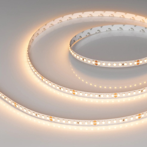 Лента светодиодная RT-A160-8mm 24V Warm2700 (12 W/m, IP20, 2835, 50m) (Arlight, высок.эфф.150 лм/Вт)