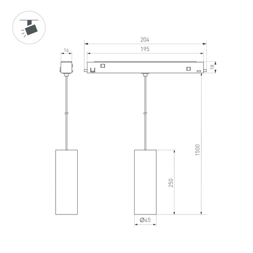 Светильник MAG-ORIENT-SPOT-HANG-R45-12W Warm3000 (BK, 24 deg, 48V) (Arlight, IP20 Металл, 5 лет)