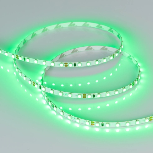 Лента светодиодная RT-A120-5mm 24V Green (9.6 W/m, IP20, 2835, 5m) (Arlight, узкая)