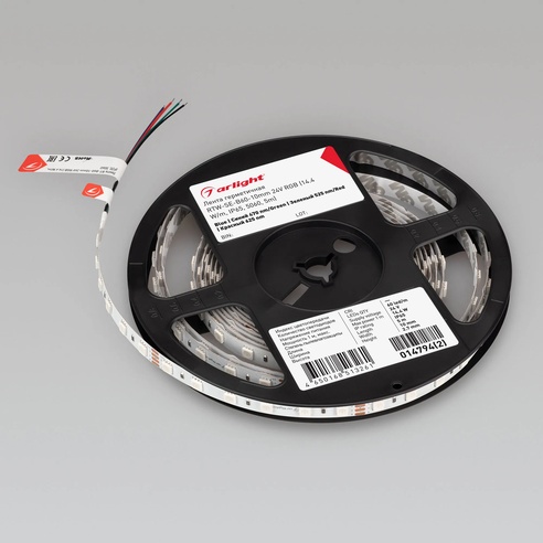 Лента светодиодная герметичная RTW-SE-B60-10mm 24V RGB (14.4 W/m, IP65, 5060, 5m) (Arlight, -)
