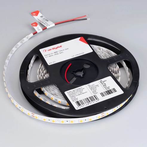 Лента светодиодная UL-B80-10mm 24V White6000 (11 W/m, IP20, 5m) (Arlight, 7 лет)