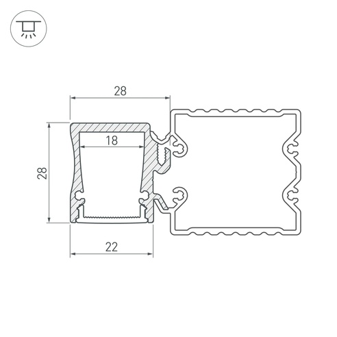 Профиль с экраном ALU-BASE-WH28-2000 ANOD+FROST (Arlight, Металл)