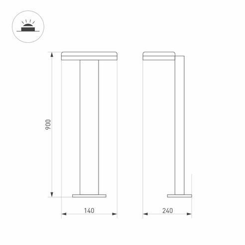 Светильник LGD-TENT-BOLL-H900-9W Warm3000 (GR, 110 deg, 230V) (Arlight, IP65 Металл, 3 года)