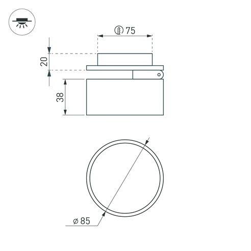 Светильник LGD-POT-BUILT-R85-12W Warm3000 (BK, 100 deg, 230V) (Arlight, IP44 Металл, 5 лет)