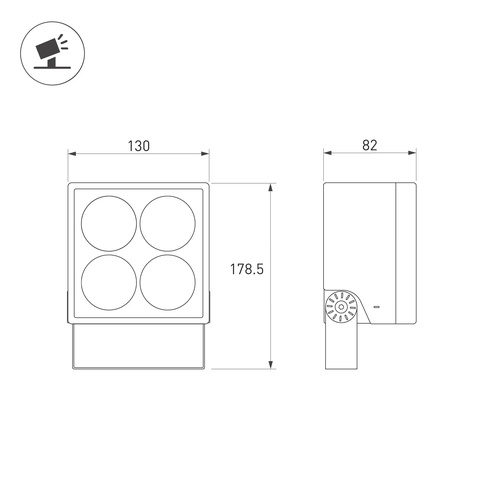 Светильник ALT-BLOCK-S130x130-15W Warm3000 (GR, 36 deg, 230V) (Arlight, IP66 Металл, 3 года)