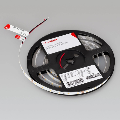 Лента светодиодная RT-A60-8mm 24V Day5000 CRI98 (7.2 W/m, IP20, 2835, 5m) (Arlight, Открытый)