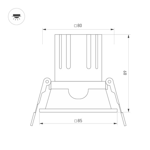 Светильник MS-FLOW-BUILT-S85x85-12W Day4000 (WH, 55 deg, 230V) (Arlight, IP20 Металл, 5 лет)