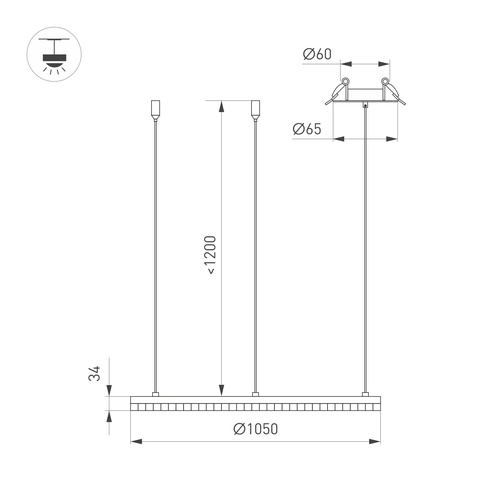 Светильник SP-DIAMOND-R1050-60W Day4000 (BK, 45 deg, 230V, TRIAC) (Arlight, IP20 Металл, 5 лет)
