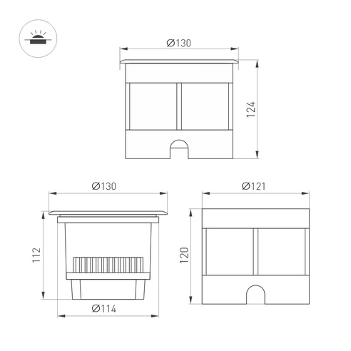 Светильник LTD-DAFNA-GROUND-R130-11W Day4000 (SL, 10 deg, 230V) (Arlight, IP67 Металл, 5 лет)