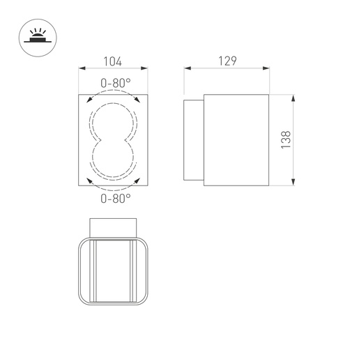Светильник LGD-Wall-Vario-J2WH-12W Warm White (Arlight, IP54 Металл, 3 года)