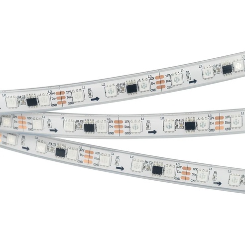 Лента светодиодная герметичная SPI-P-B60-12mm 12V RGB-PX3 (14.4W/m, IP66, 5060, 5m) (Arlight, бегущий огонь)