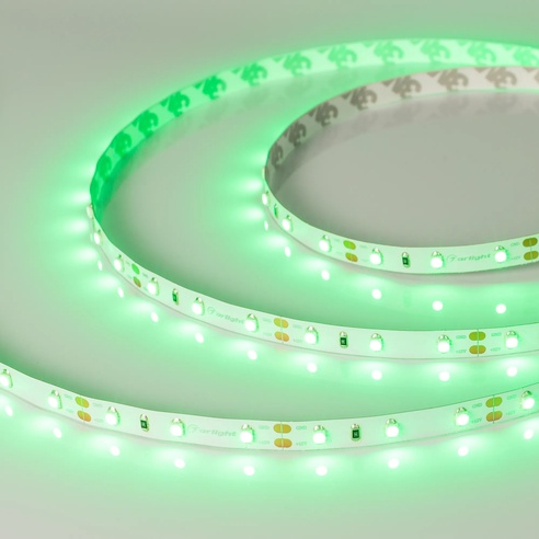 Лента светодиодная RT-A60-8mm 12V Green (4.8 W/m, IP20, 2835, 5m) (Arlight, Открытый)