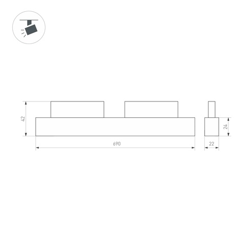 Светильник MAG-ORIENT-FLAT-L690-24W Warm3000 (BK, 80 deg, 48V) (Arlight, IP20 Металл, 5 лет)