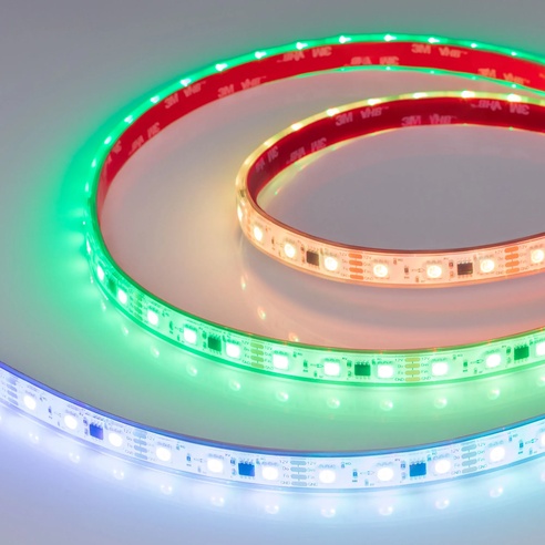 Лента светодиодная герметичная SPI-PFS-B60-12mm 12V RGB-PX3-BPT (12 W/m, IP68, 5060, 5m) (Arlight, бегущий огонь)