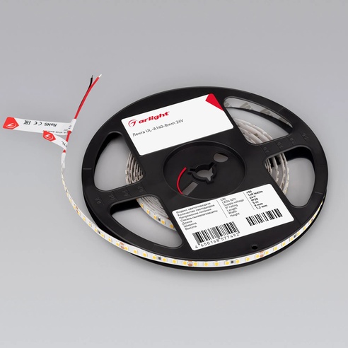 Лента светодиодная UL-A140-8mm 24V Warm3500 (10 W/m, IP20, 5m) (Arlight, 7 лет)